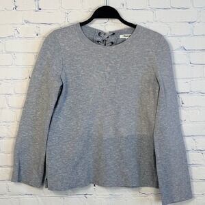 Madewell Womens Lace Up Back Cotton Sweater Blue Grey G2412 Heathered Knit XS
